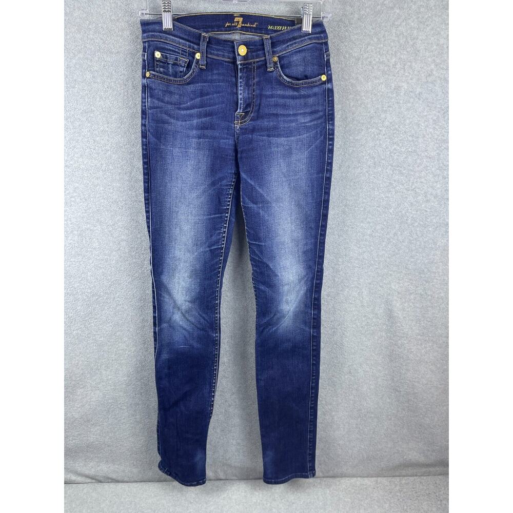 7 For All Mankind Roxanne Skinny Medium Wash Blue Jeans Stretch Denim Sz 26 7FAM - Picture 2 of 12